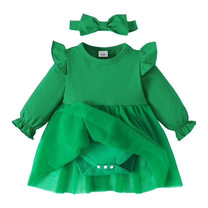 Infant Baby Girl Bodysuit Dress with Headband