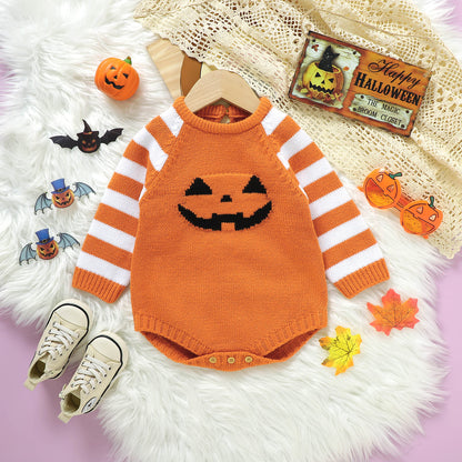 Halloween Baby Knit Sweater Bodysuit Pumpkins