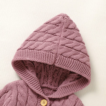 Infant&Toddler Sweater Knit Cardigan with Hoody