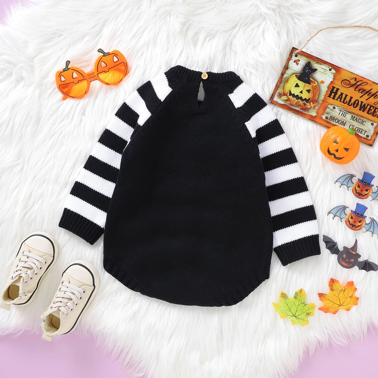 Halloween Baby Knit Sweater Bodysuit Pumpkins