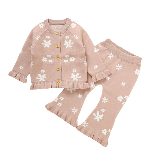 Infant&Toddler Girl Sweater Cardigan and Pant Set