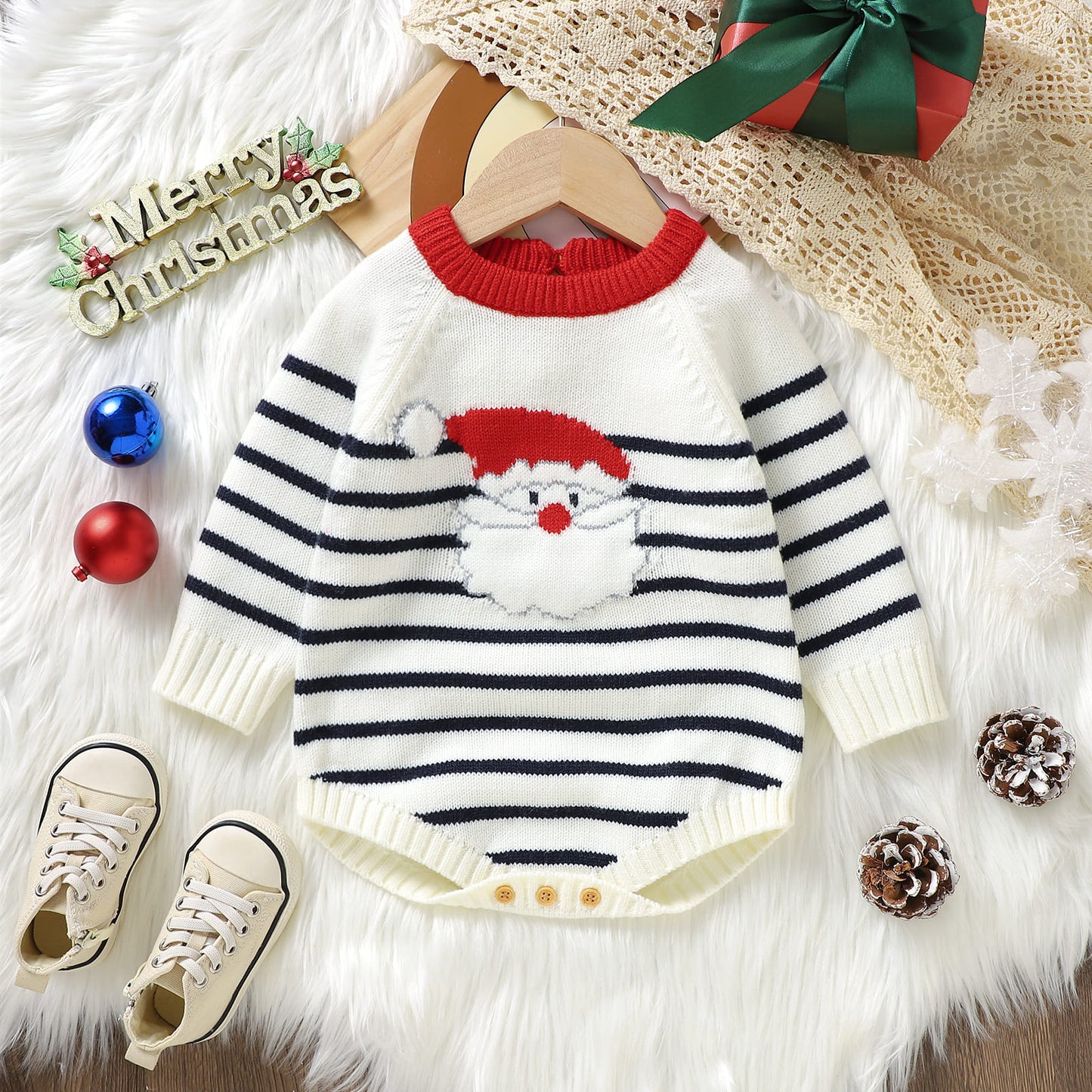 Baby Ugly Christmas Sweater Bodysuit Santa Claus