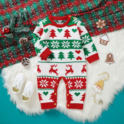 Baby Ugly Christmas Sweater Romper Long Sleeve