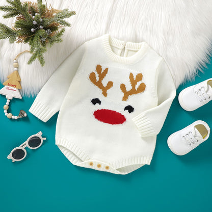 Infant&Toddler Sweater Bodysuit Christmas Reindeer Print