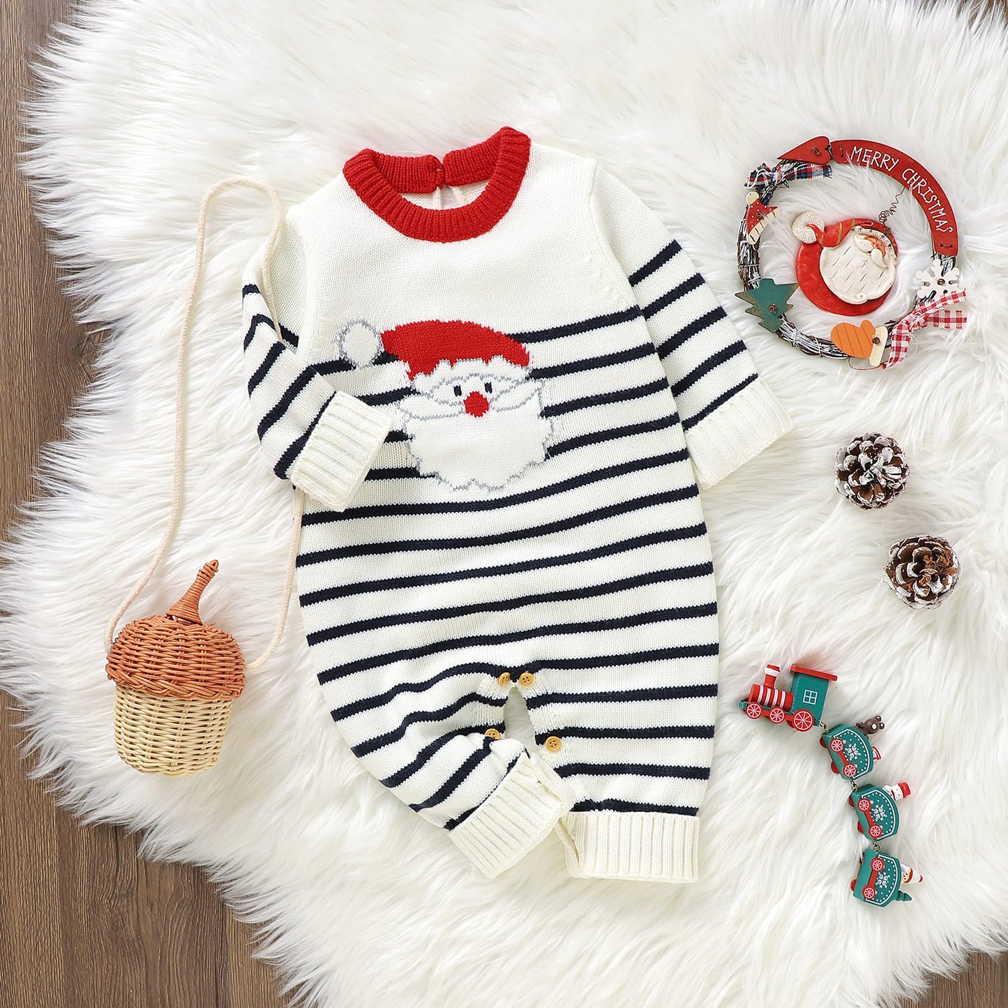 Baby Ugly Christmas Sweater Romper Santa Claus