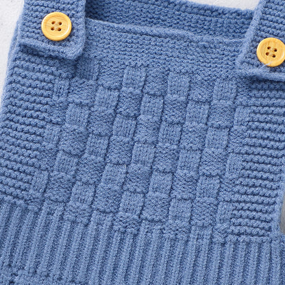 Baby Sweater Jumpsuit Overalls with Knit Hat