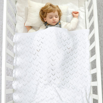 Knitted Baby Blankets Crib Crochet Blanket Toddler Security Blanket Soft Cotton