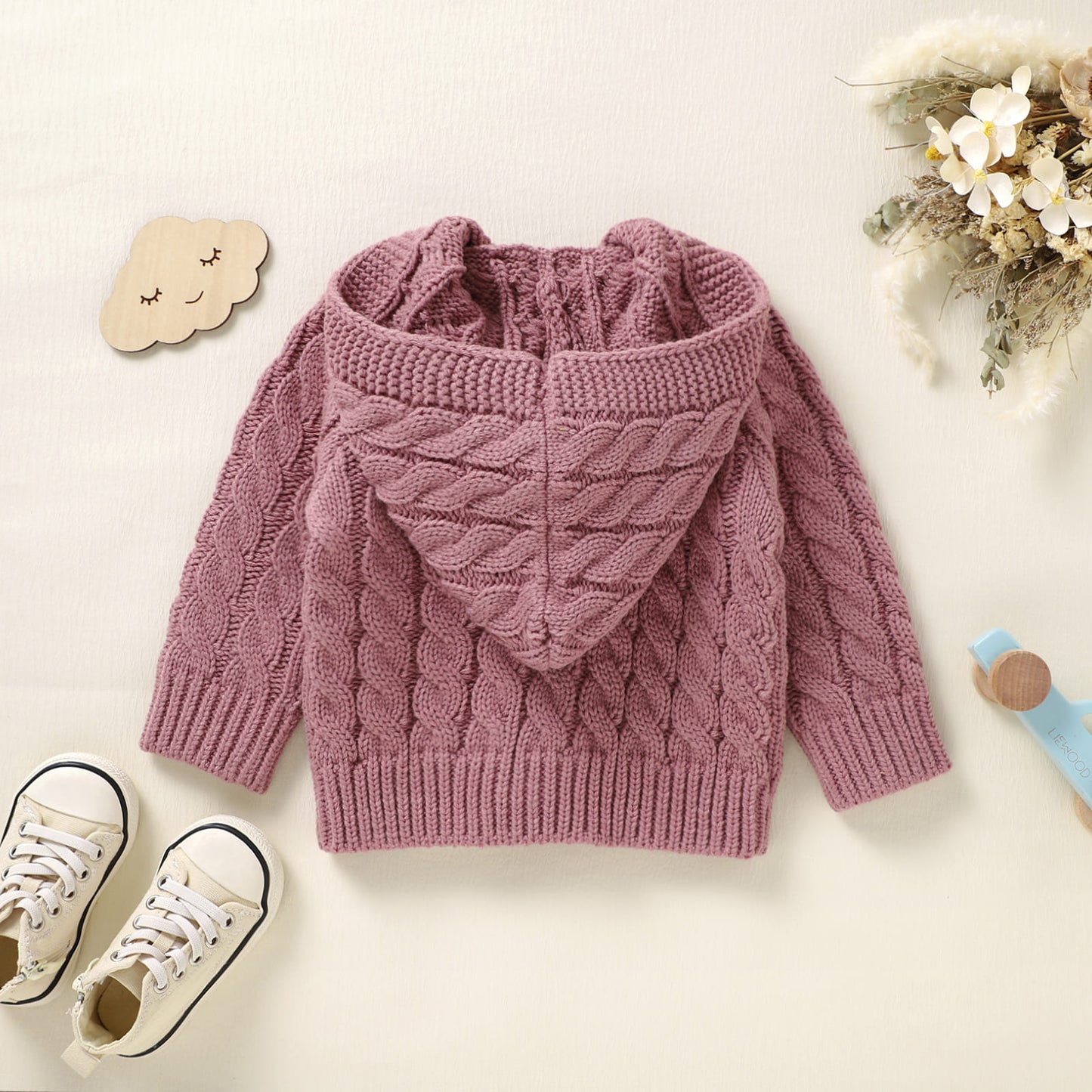 Infant&Toddler Sweater Knit Cardigan with Hoody