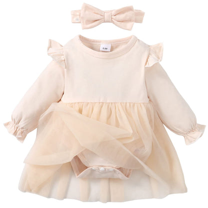 Infant Baby Girl Bodysuit Dress with Headband