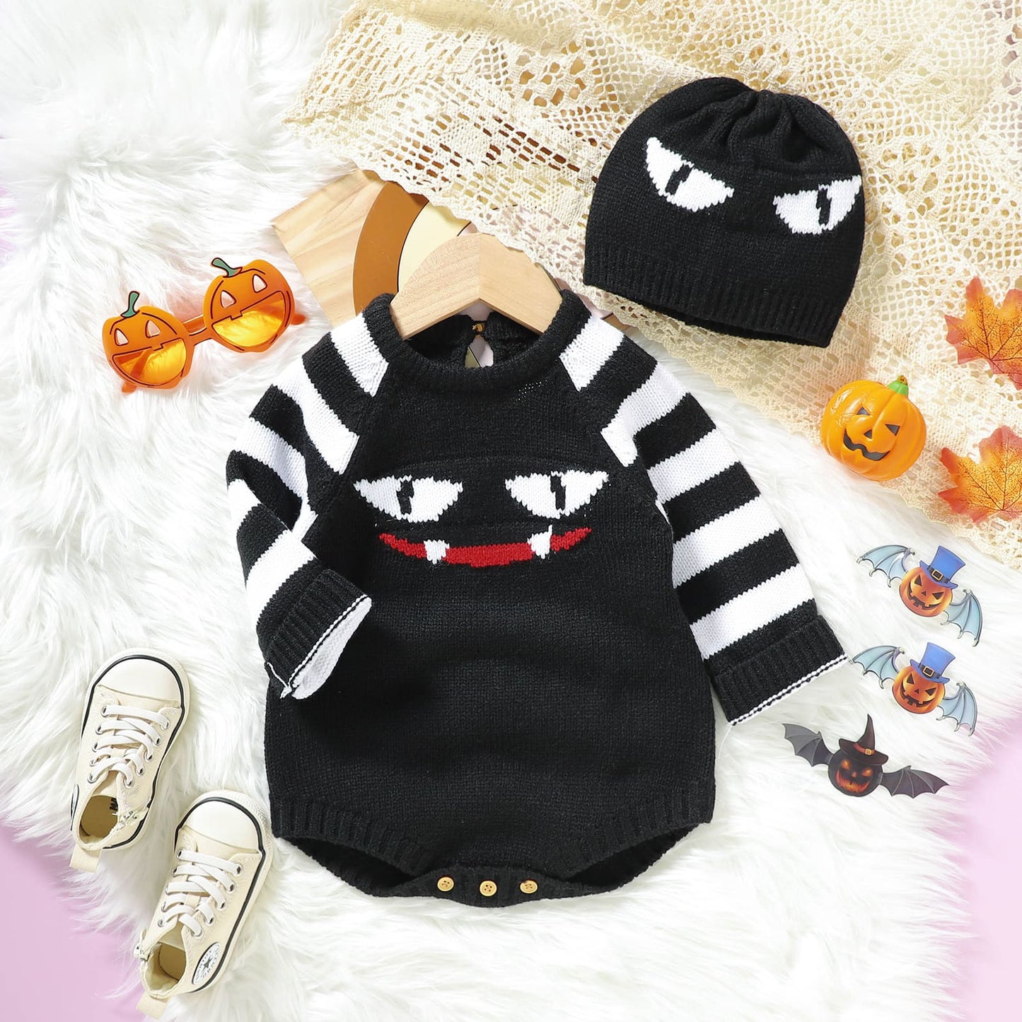 Halloween Baby Knit Sweater Bodysuit Long Sleeve