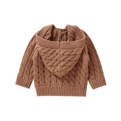 Infant&Toddler Sweater Knit Cardigan with Hoody