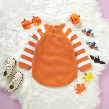 Halloween Baby Knit Sweater Bodysuit Pumpkins