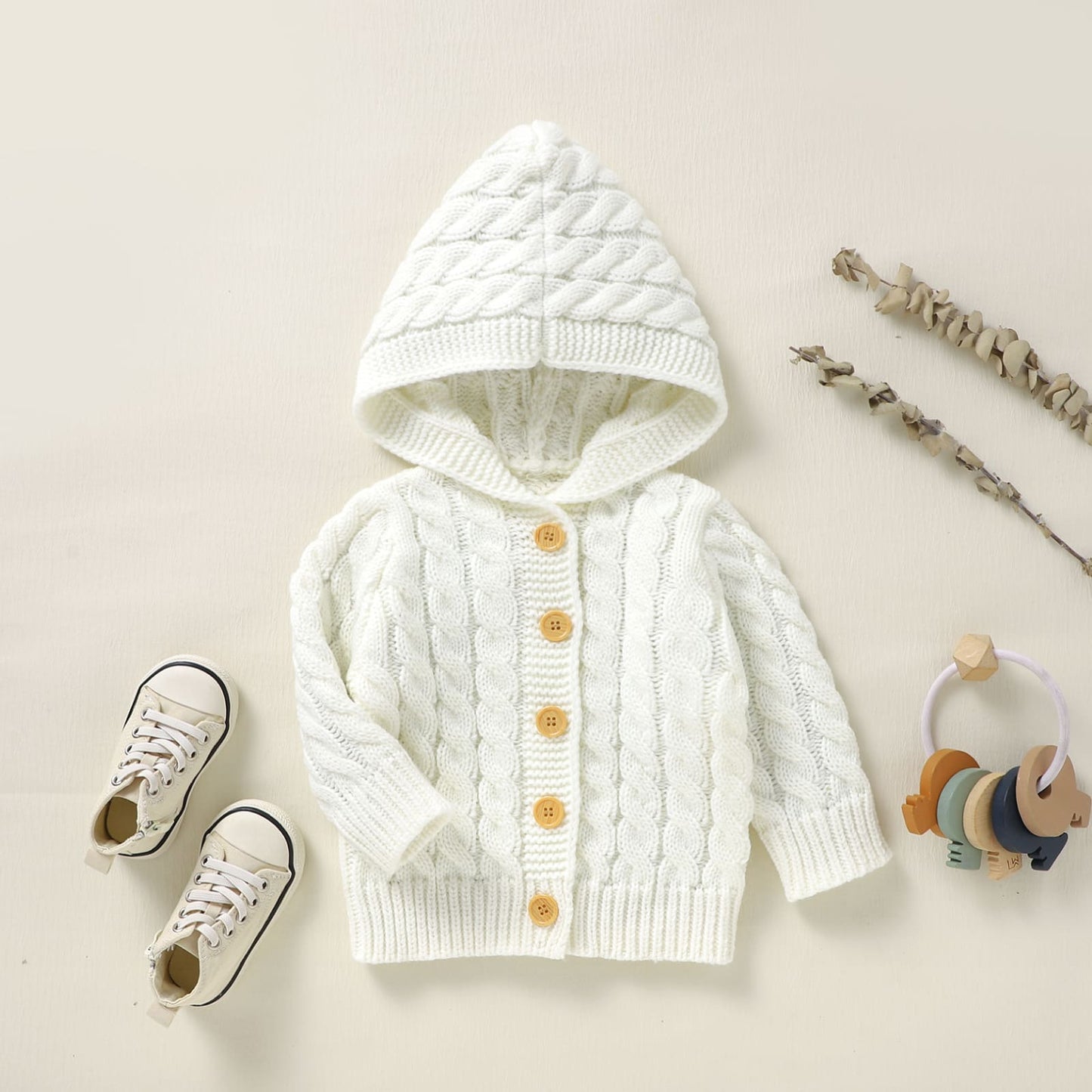 Infant&Toddler Sweater Knit Cardigan with Hoody