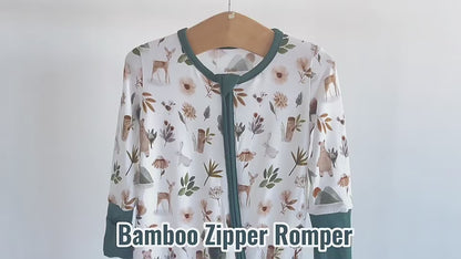 Bamboo Baby&Infant Pajamas Zippered Romper Sleeper with Pattern