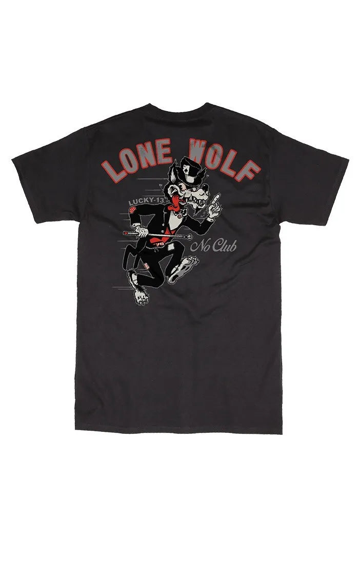 Lucky 13 No Club Lone Wolf Rod Rockabilly Punk Goth Tattoo T Shirt