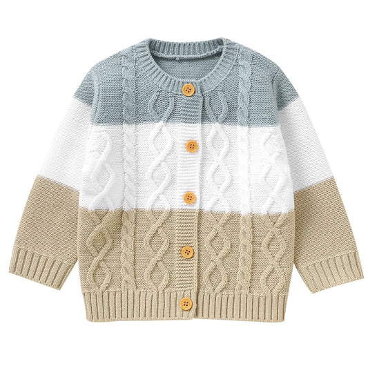 Toddler & Infant Cardigan Sweater Baby Girls and Boys Patchwork Knit Sweaters