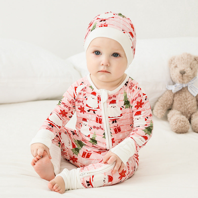 Baby Bamboo Pajamas Infant One-Piece Sleepwear Christmas Baby Romper